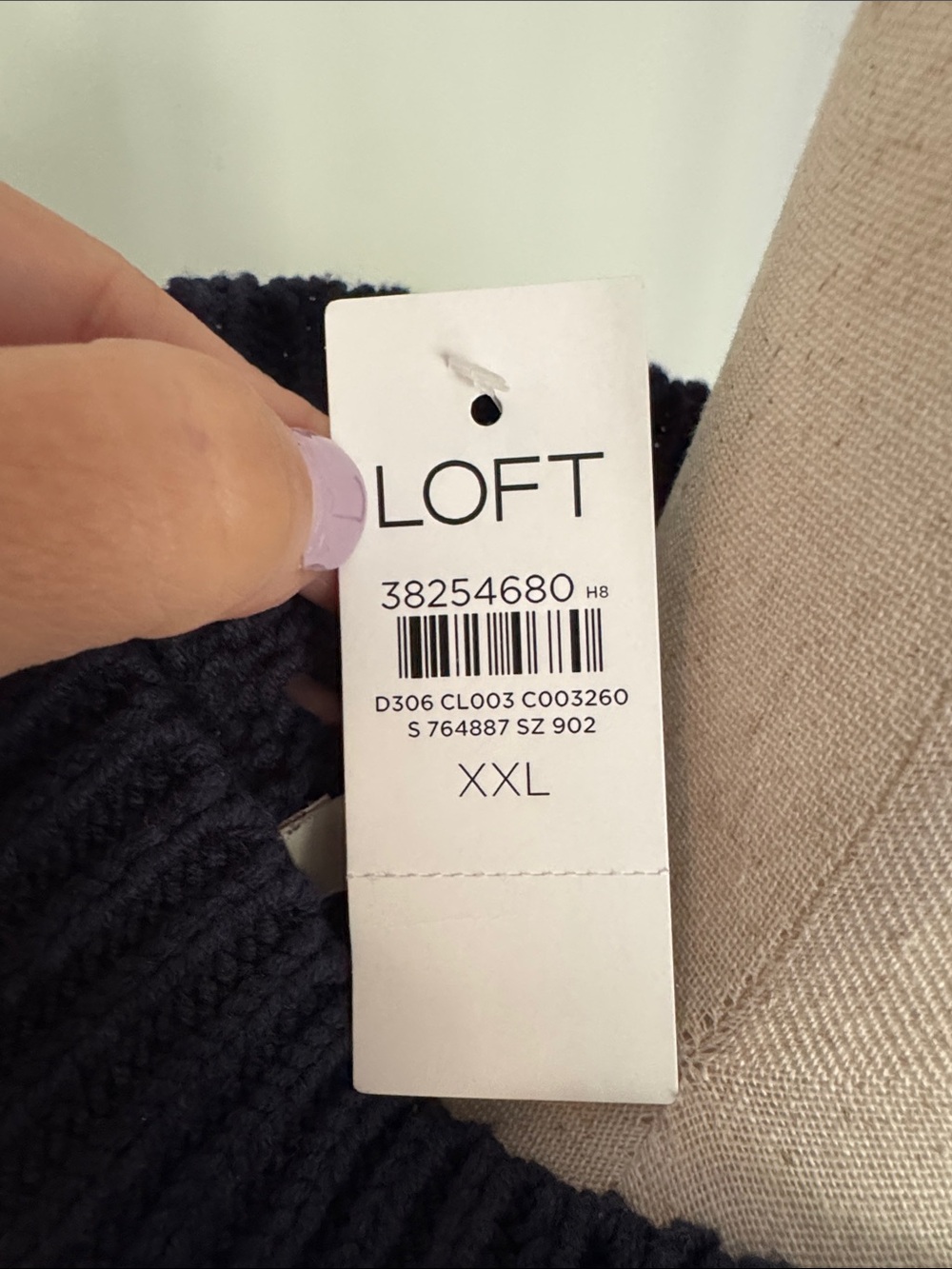 LOFT Navy Blue Open-Weave Short Sleeve Crewneck Sweater - Picture 6 of 6